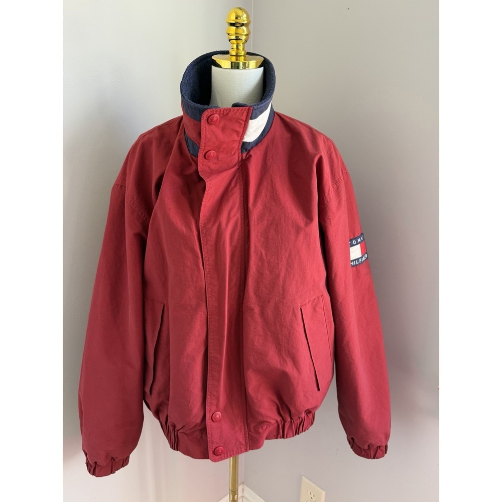 Vintage Tommy Hilfiger Jacket Men's M Red‎ Down Puffer Sailing 90s Flag